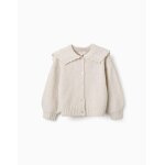 Cardigan en maille avec col brod� beige clair