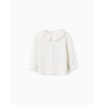 Cardigan en maille avec col et poignets � volants blanc