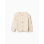 Cardigan en maille avec fleurs brod�es blanc