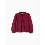 Cardigan en maille avec d�tails tress�s rouge fonc�