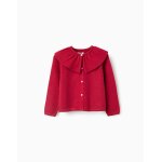 Cardigan en maille À volants et maxi col rouge foncé Cardigan en maille À volants et maxi col rouge foncé