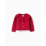 Cardigan en maille À volants et maxi col rouge foncé Cardigan en maille À volants et maxi col rouge foncé