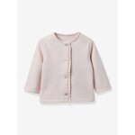 Cardigan en molleton b�b� - coton biologique rose p�le