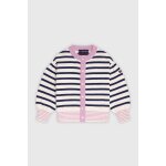 Cardigan ray� en coton enfant nature / marine deep