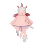 Carr� doudou bamboo bebe - licorne - 24 cm s / carte rose