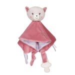 Carré doudou bamboo chat - 24 cm s / carte rose Carré doudou bamboo chat - 24 cm s / carte rose