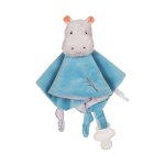 Carr� doudou bamboo - hippopotame - 24 cm s / carte bleu