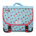 Cartable 38 cm fille pol fox strawberry rversible avec 2 compartiments cp / ce1 / ce2 bleu clair et ...