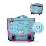 Cartable � colorier et r�versible 2 compartiments kawai - 38 cm bleu