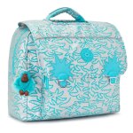 Cartable enfant fille kipling iniko metallic palm 40 cm - qualit� premium bleu / gris