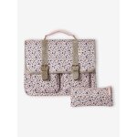 Cartable fille personnalisable + trousse  fleurs lilibeth rose