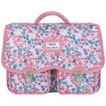 Cartable fille tann's x tartine et chocolat fleurs (33 cm) bleu, rose