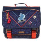 Cartable fille toile imperm�able motif cheval stalla bianca 38 cm bleu / rouge