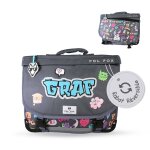 Cartable r�versible 2 compartiments street art - 38 cm gris