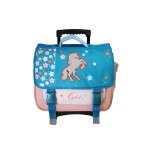 Cartable � roulettes 2 compartiments cybel licorne - 38 cm bleu