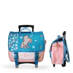 Cartable � roulettes 2 compartiments cybel licorne - 38 cm bleu