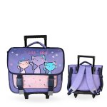 Cartable � roulettes 2 compartiments lili lou f�erie - 38 cm violet