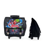 Cartable � roulettes 2 compartiments marvel avengers - 38 cm noir