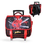 Cartable � roulettes 2 compartiments marvel spider man - 38 cm noir