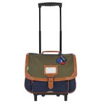 Cartable � roulettes 38 cm axel bicolore bleu / kaki / bleu