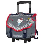 Cartable � roulettes 38 cm hello kitty kiss 2 compartiments hello kitty gris / rouge / bleu