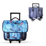 Cartable � roulettes 38 cm stitch 2 compartiments �cole primaire bleu