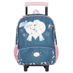 Cartable � roulettes 4 roues �toil� cheval bella sara 43 cm blanc / rose / clair