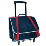 Cartable � roulettes deux compartiments ikks pilot 38 cm bleu / rouge