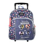 Cartable � roulettes fille chiens et chats 1 compartiment multicolore