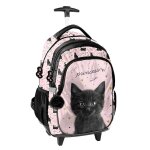 Cartable � roulettes fille chiens et chats 2 compartiments noir