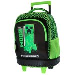 Cartable � roulettes gar�on minecraft 2 compartiments vert