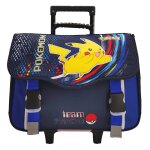 Cartable � roulettes gar�on polyester team pikachu pokemon bleu marine