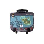 Cartable � roulettes r�versible 2 compartiments rider - 38 cm bleu