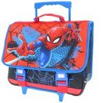 Cartable � roulettes spiderman avec rabat pvc imprim� brillant bleu / rouge / noir