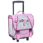 Cartable � roulettes textile poign�e t�lescopique teo jasmin 38 cm noir / rose / gris