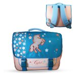 Cartable scolaire 2 compartiments cybel licorne fleurie - 38 cm bleu