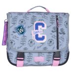 Cartable scolaire fille 2 compartiments dos renforc� camps girl 38 cm gris / rose / bleu