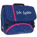 Cartable scolaire fille polyester motif �toiles lola espeleta 38 cm bleu / rose