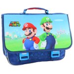 Cartable scolaire gar�on super mario en tissu synth�tique imprim� bleu