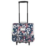 Cartable trolley fille 41 cm motif floral bleu / rose / blanc