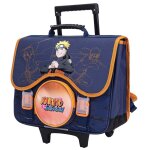 Cartable trolley naruto shippuden avec 2 compartiments 41 cm bleu / orange / noir