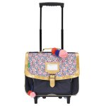 Cartable trolley polyester recycl� imprim� fleuri antonia 38 cm bleu marine