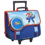 Cartable trolley scolaire gar�on super mario polyester 41 cm 2 compartiments bleu / rouge