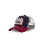 Casquette baseball avec filet square bleu / rouge / beige