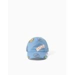 Casquette en coton serg� avec imprim�s marvel bleu