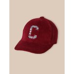 Casquette en velours et tissu liberty fille bordeaux