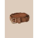 Ceinture tress�e en cuir fille camel
