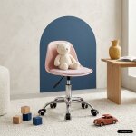 Chaise de bureau enfant � roulettes ajustable pi�tement chrom� - manel rose p�le