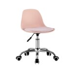 Chaise de bureau enfant � roulettes ajustable pi�tement chrom� - manel rose p�le