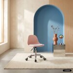 Chaise de bureau enfant � roulettes ajustable pi�tement chrom� - manel rose p�le